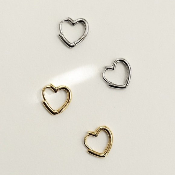 Minimal Heart Hoop Earrings | Gold Plated Sterling Silver - Picture 6 of 7